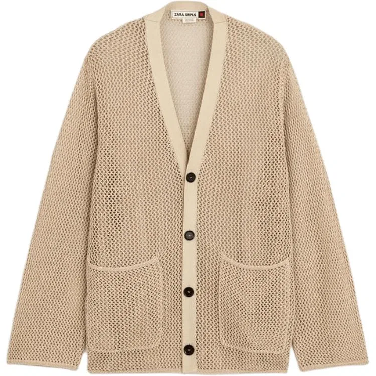Мужской льняной свитер с V-образным вырезом Yellow Ochre ZARA, Yellow Ochre