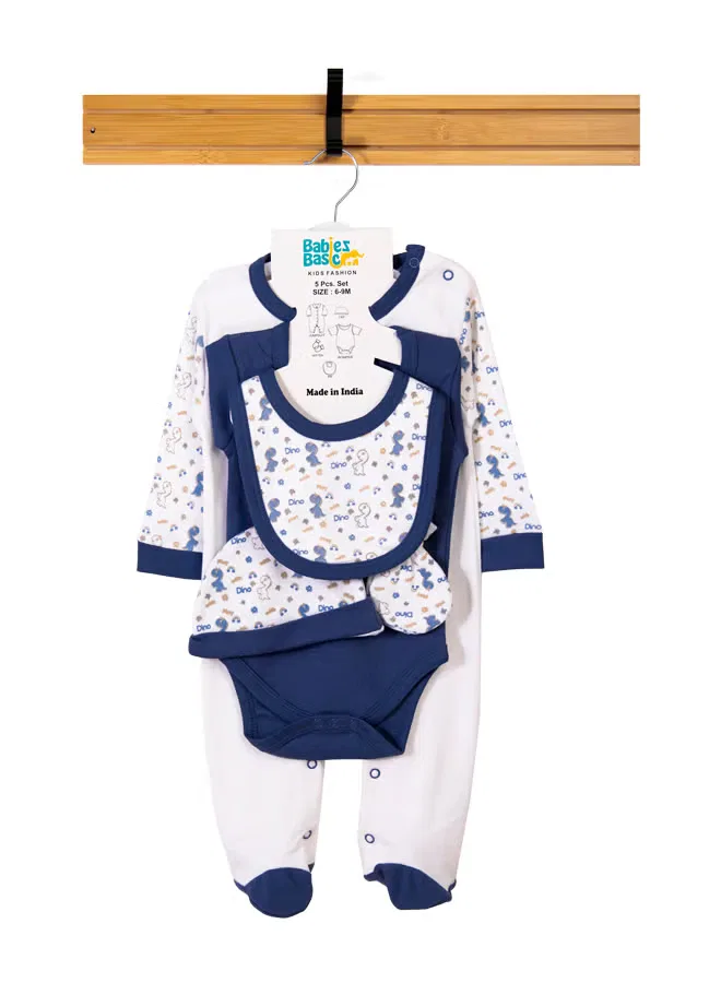 Комплект детской одежды из 5 предметов с принтом Be Happy Babies Basic, голубой