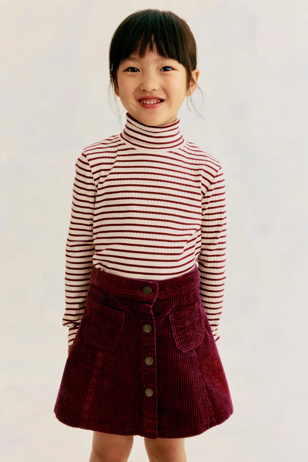 Юбка А-силуэта из вельвета H&M, Dunkelrot