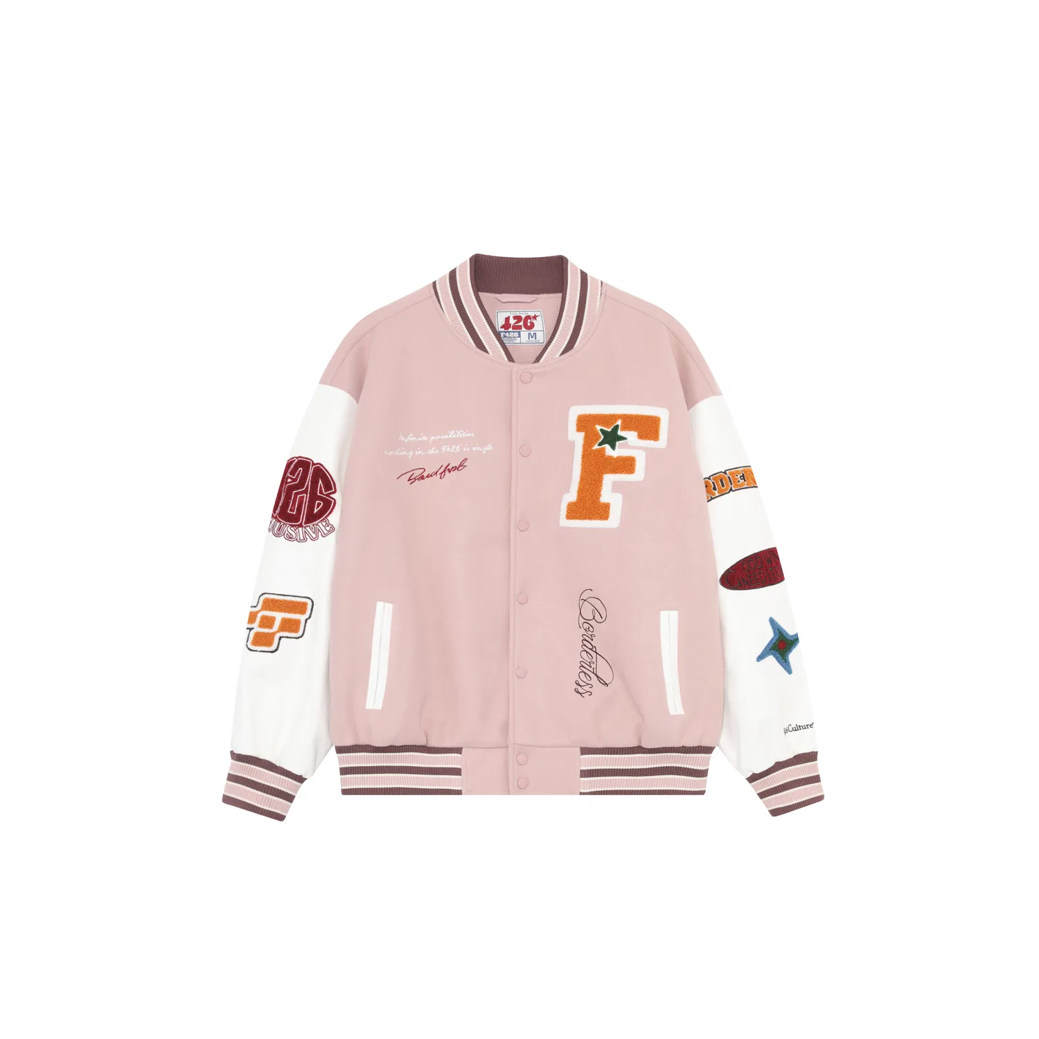 Детская бейсбольная куртка с воротником Модель Baseball Jerseys F426, Gray Pink