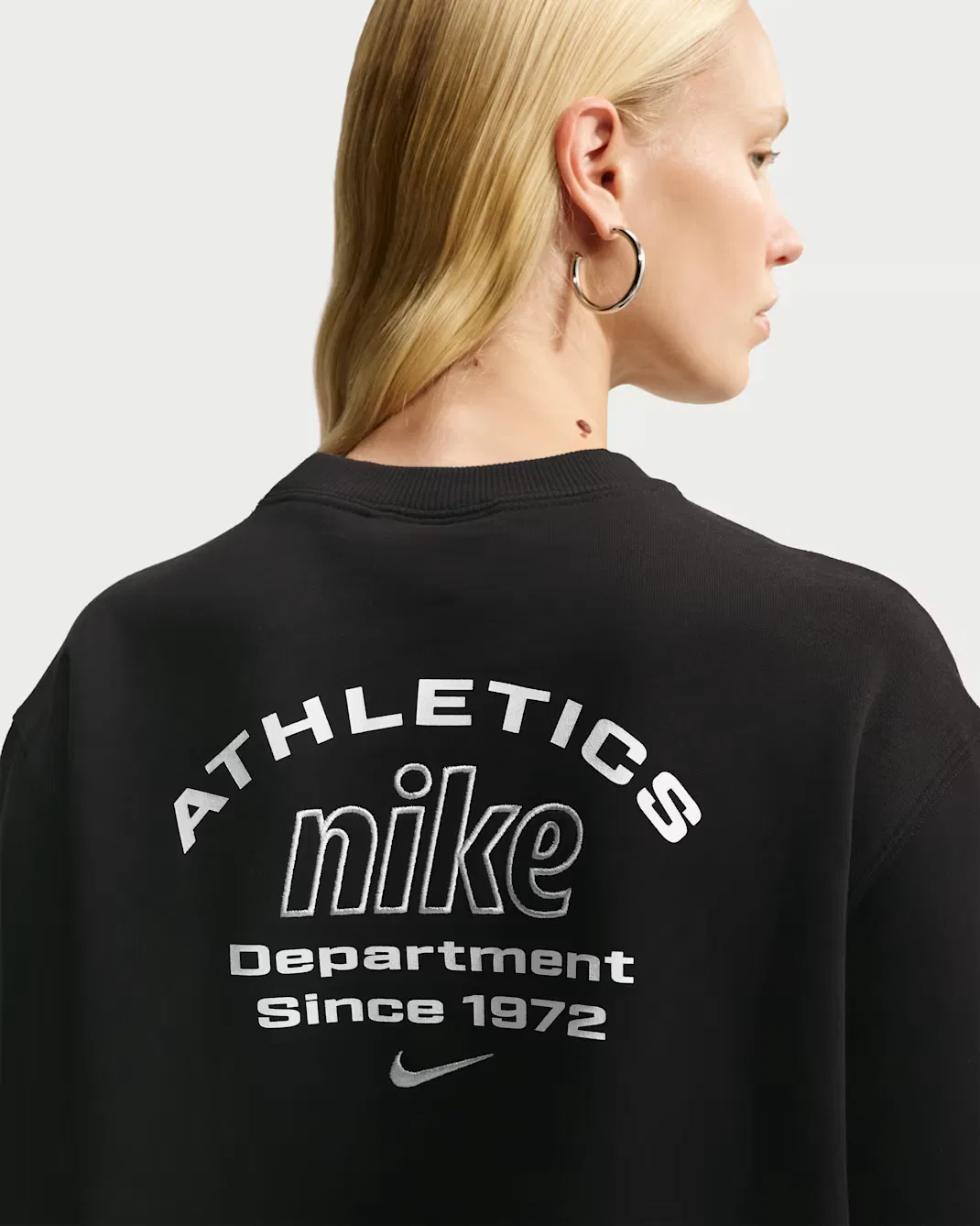 Women's "Nike Athletic Department" Crew Nike Studio Fleece Medium Weight "Graphic Pack", Total Black/Sail — фото 2
