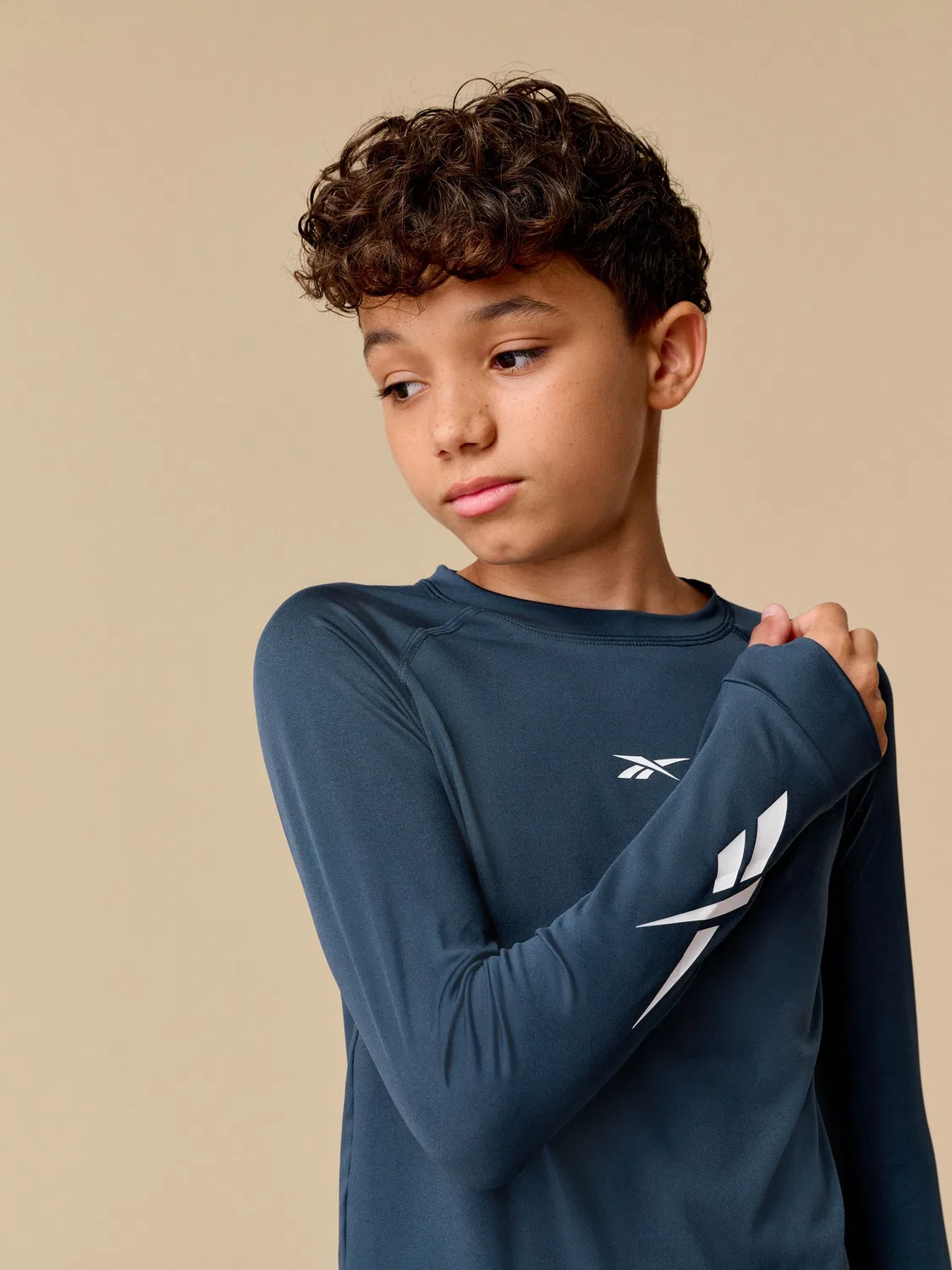Футболка с длинным рукавом Reebok Navy Sports Base Layer, синяя — фото 3
