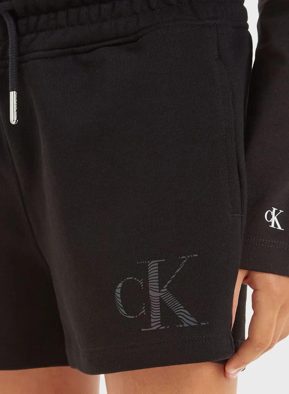 Calvin Klein Jeans Шорты с логотипом, черный — фото 3