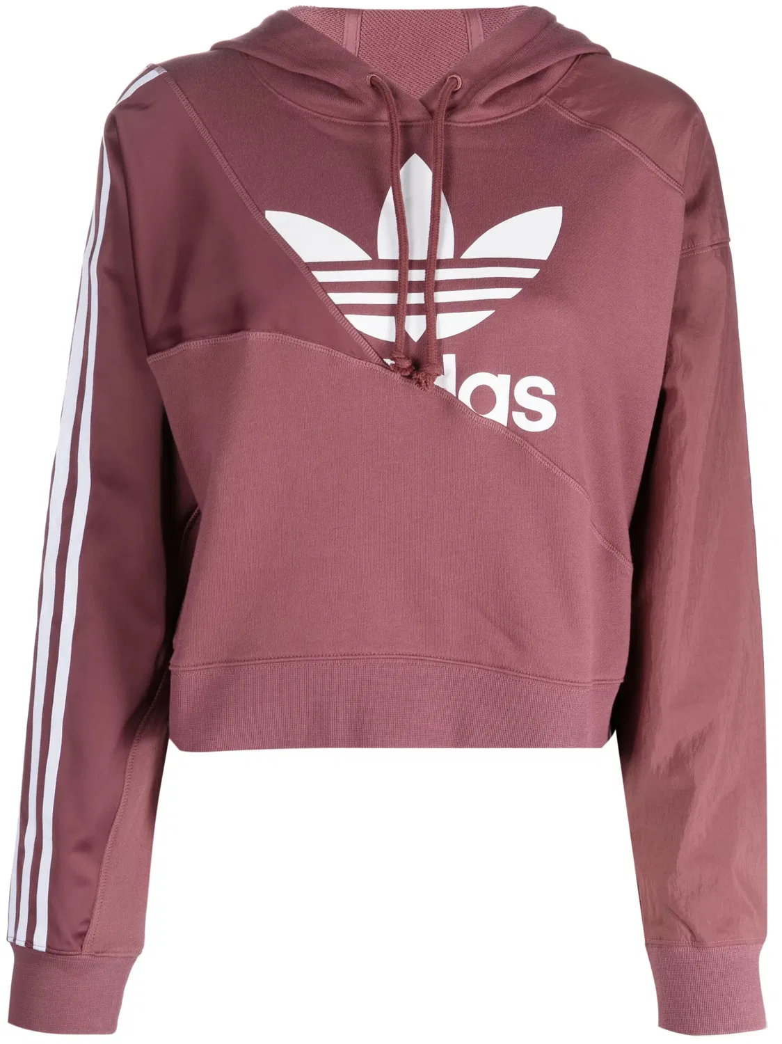 Кропнутый худи с завязками Adidas, винный красный