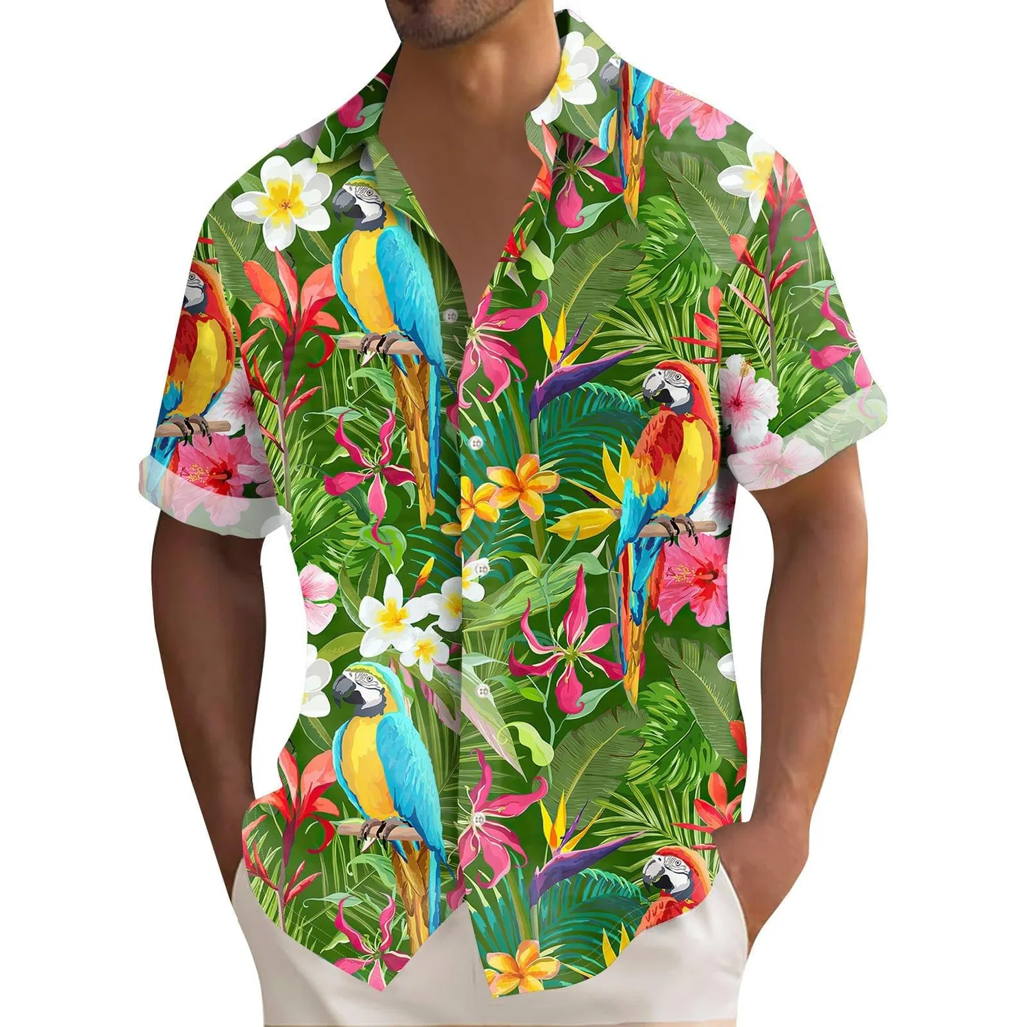 Мужская рубашка с коротким рукавом с принтом Coco Palm, Men's Hawaiian Shirt Z02-green1