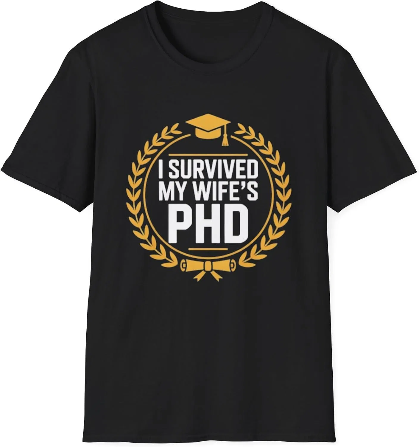 Мужская футболка с принтом I Survived My Wife's PhD Generic, Black