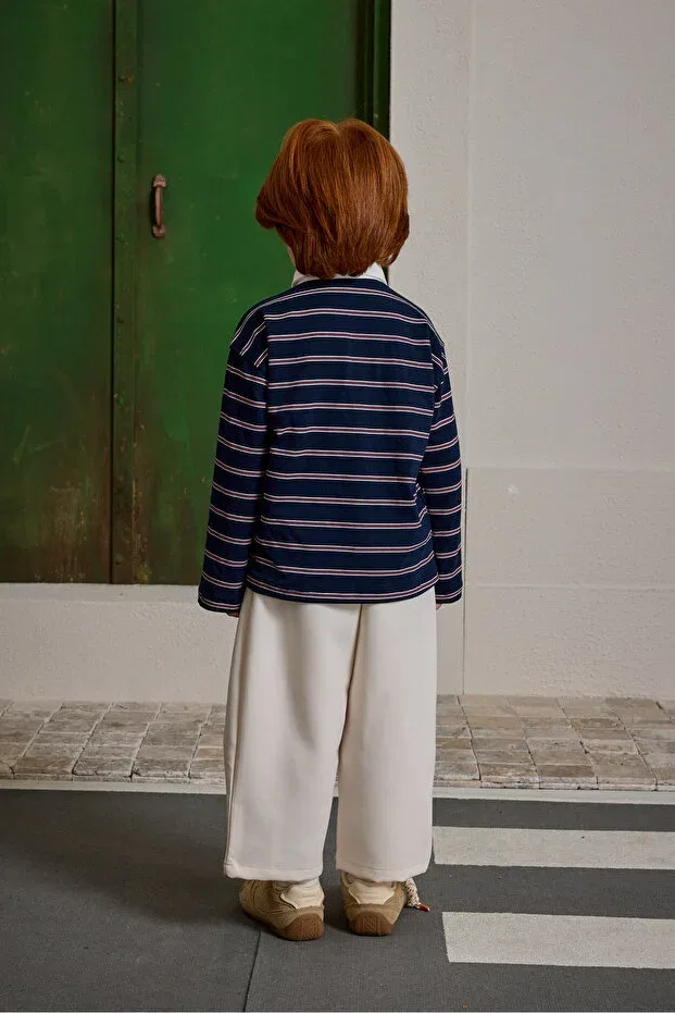 Детские свитшот для девочек поло с принтом Fahhar Kids, Navy Blue — фото 3