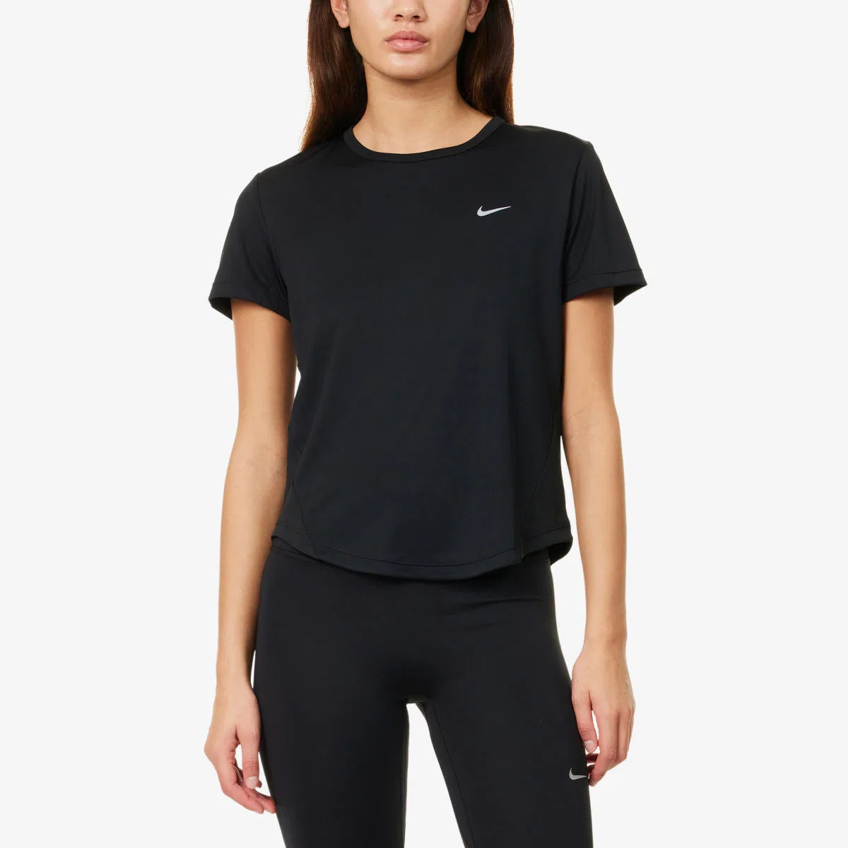 Тканый топ с круглым вырезом и принтом логотипа Nike, черный — фото 3