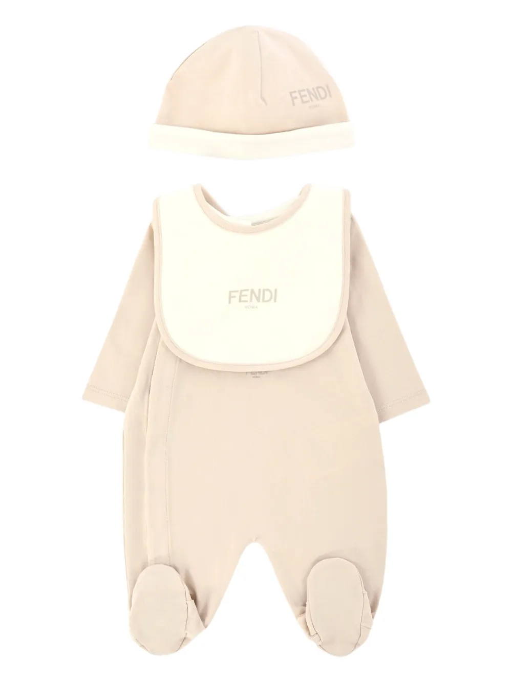 

Комплект для новорожденного с вышитым логотипом FENDI KIDS, нейтральный