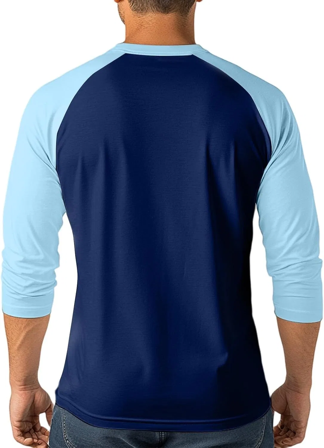 Мужская бейсбольная футболка с длинным рукавом Raglan Classic, Blue — фото 3