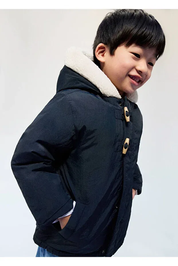 Детская куртка для девочек с капюшоном Mango Baby, Navy Blue