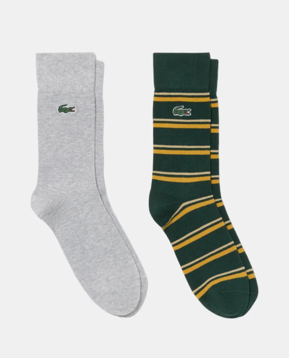 Мужские носки в полоску, Dos Pares, Lacoste, темно-зеленый