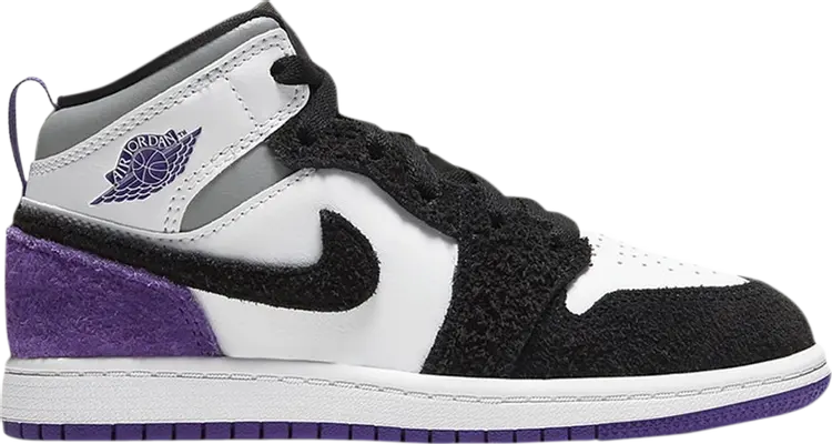 

Кроссовки Air Jordan 1 Mid SE PS Varsity Purple, белый, Белый;серый, Кроссовки Air Jordan 1 Mid SE PS Varsity Purple, белый