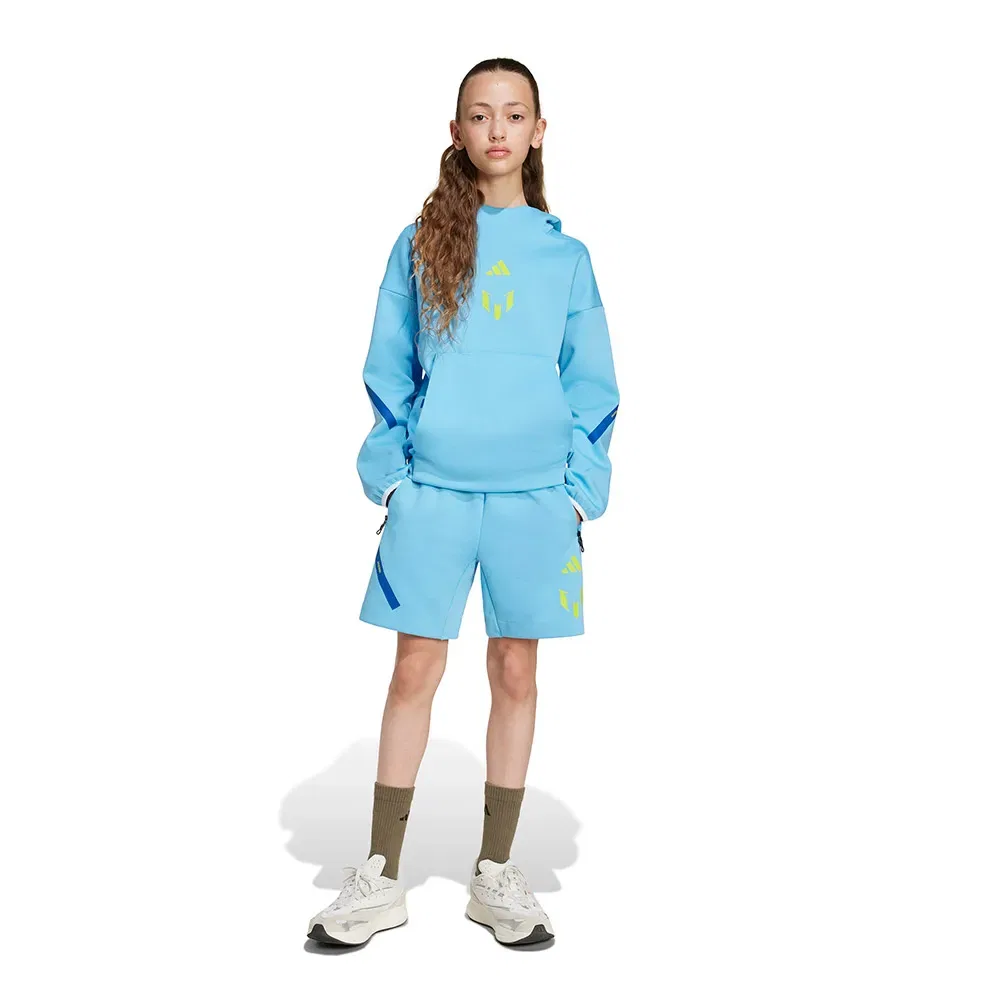 Детское худи для девочек с принтом Messi Z.N.E Adidas, Blue — фото 4