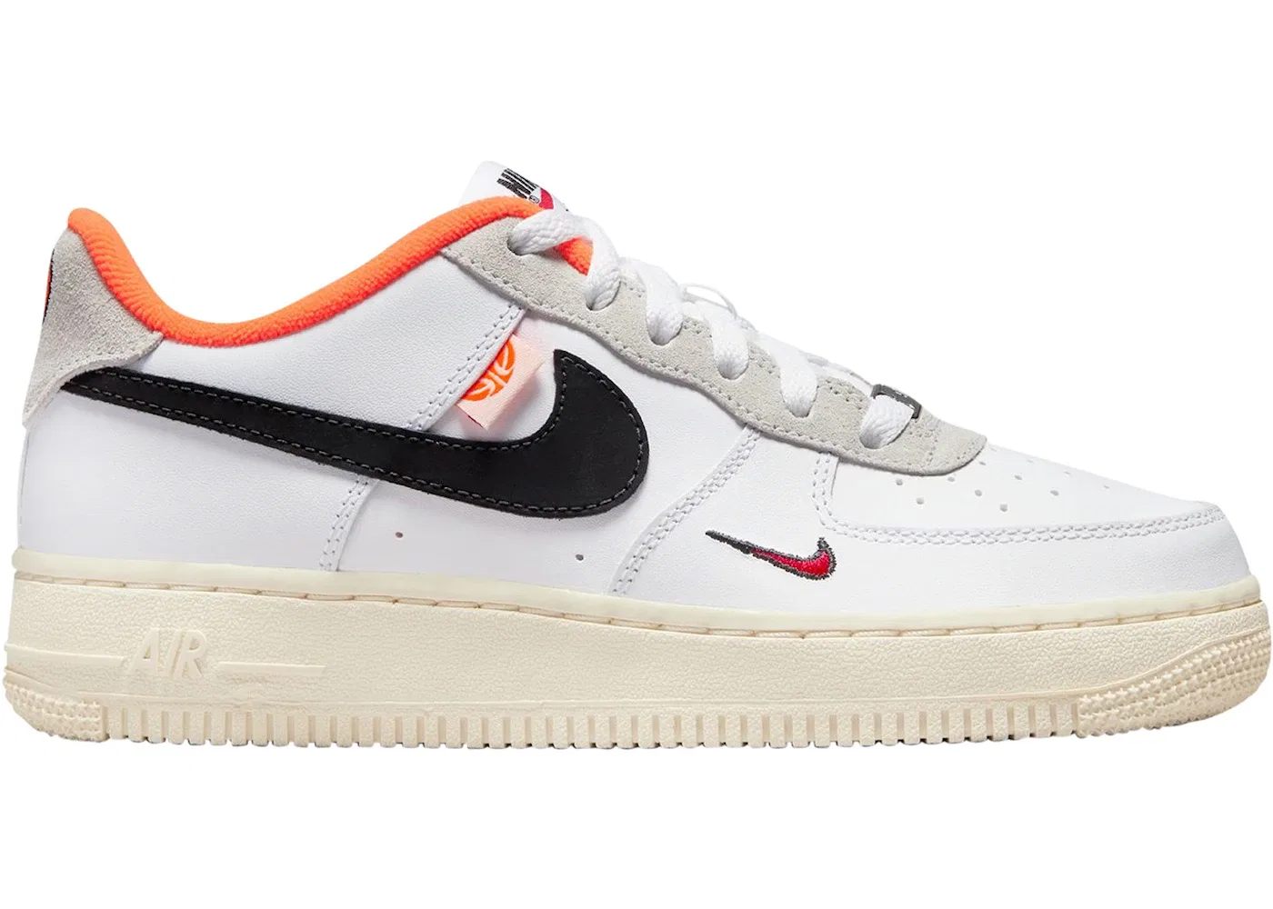 Детские кроссовки lifestyle Nike Air Force 1 Low 07 Hoops (GS), White/Coconut Milk/Total Orange/Black