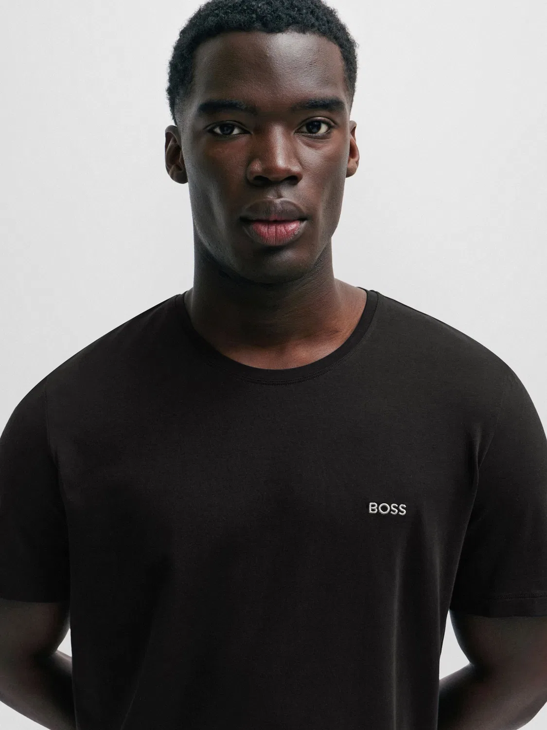 Футболка с вышивкой BOSS Black Stretch Cotton, черный — фото 4
