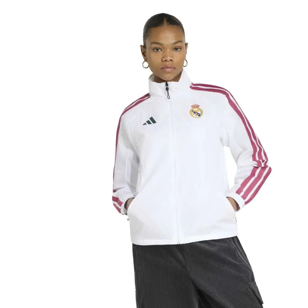 Женская куртка из футера с длинным рукавом Adidas Real Madrid Home Anthem, White