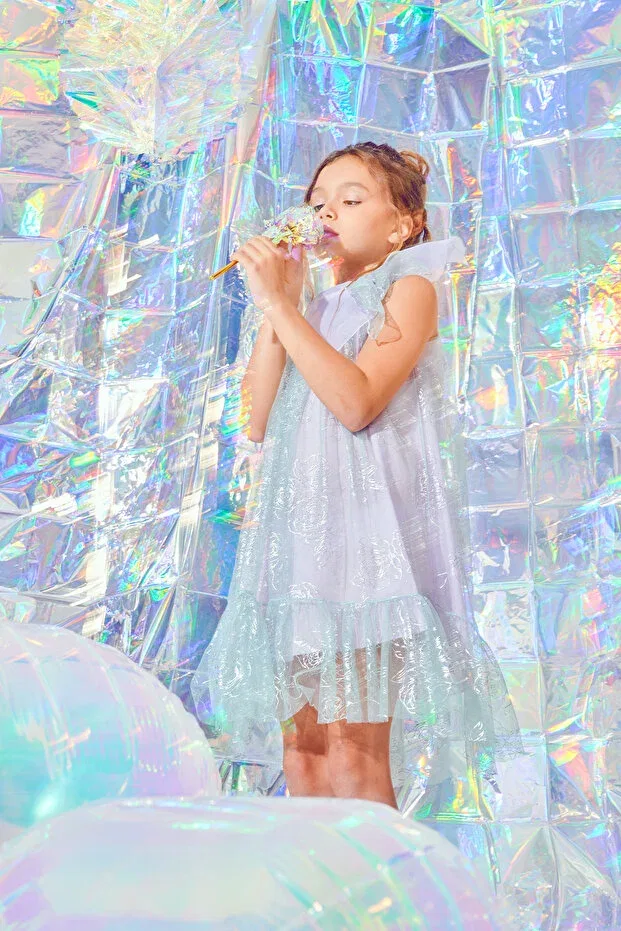 Детское платье для девочек с пайетками Glittery chiffon party dress Sheshe, Blue