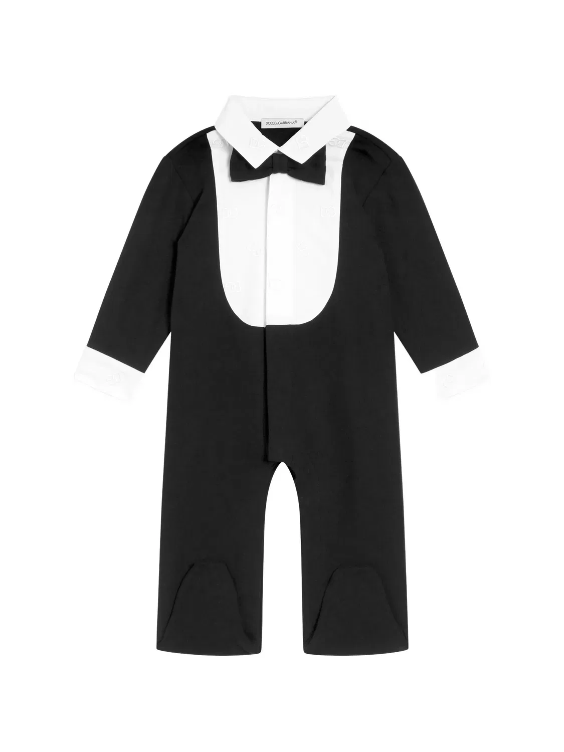 Комбинезон из трикотажа с вышитым бантом Dolce & Gabbana Kids, черный