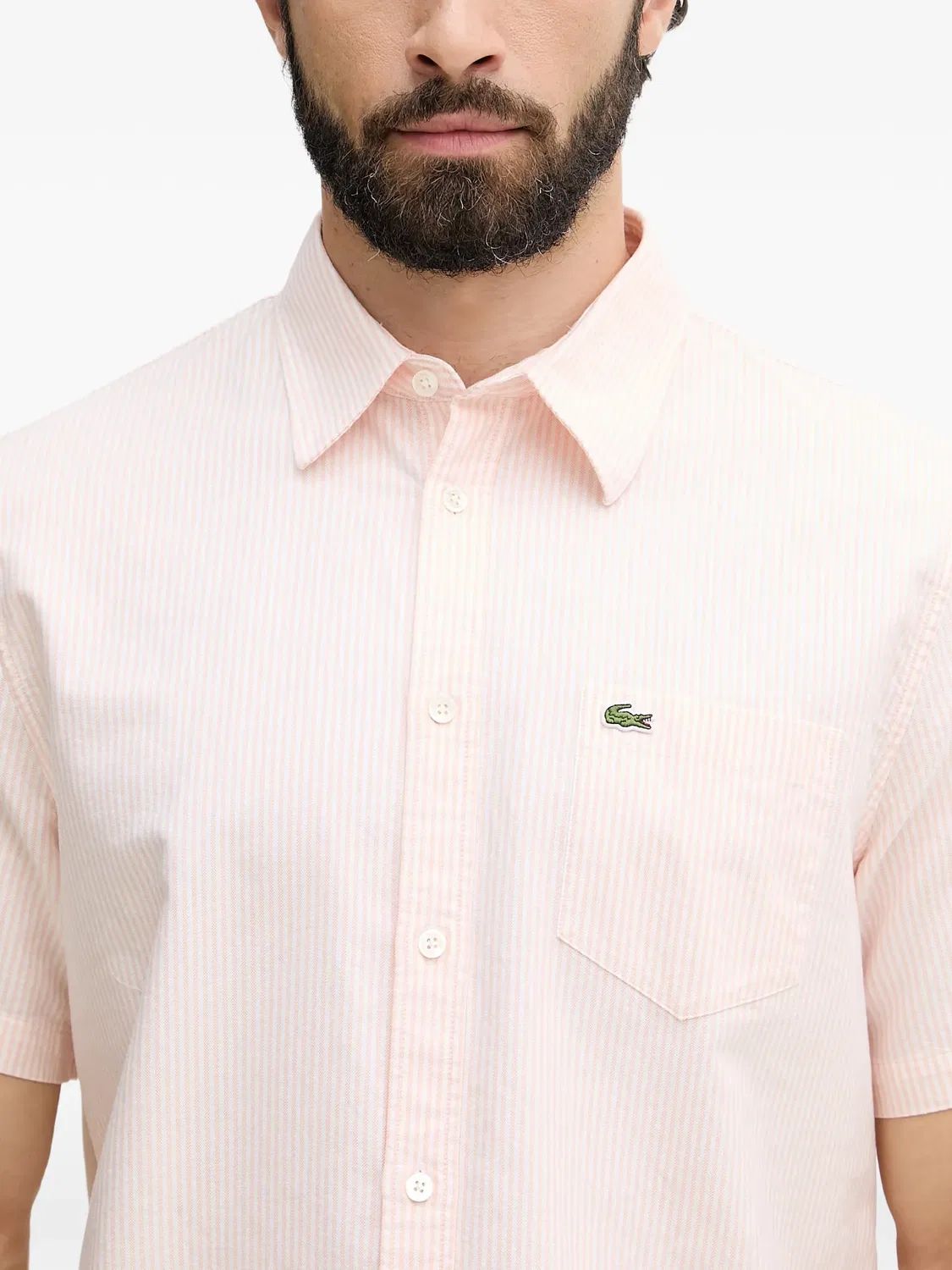 Рубашка в полоску с коротким рукавом Lacoste, розовый — фото 2