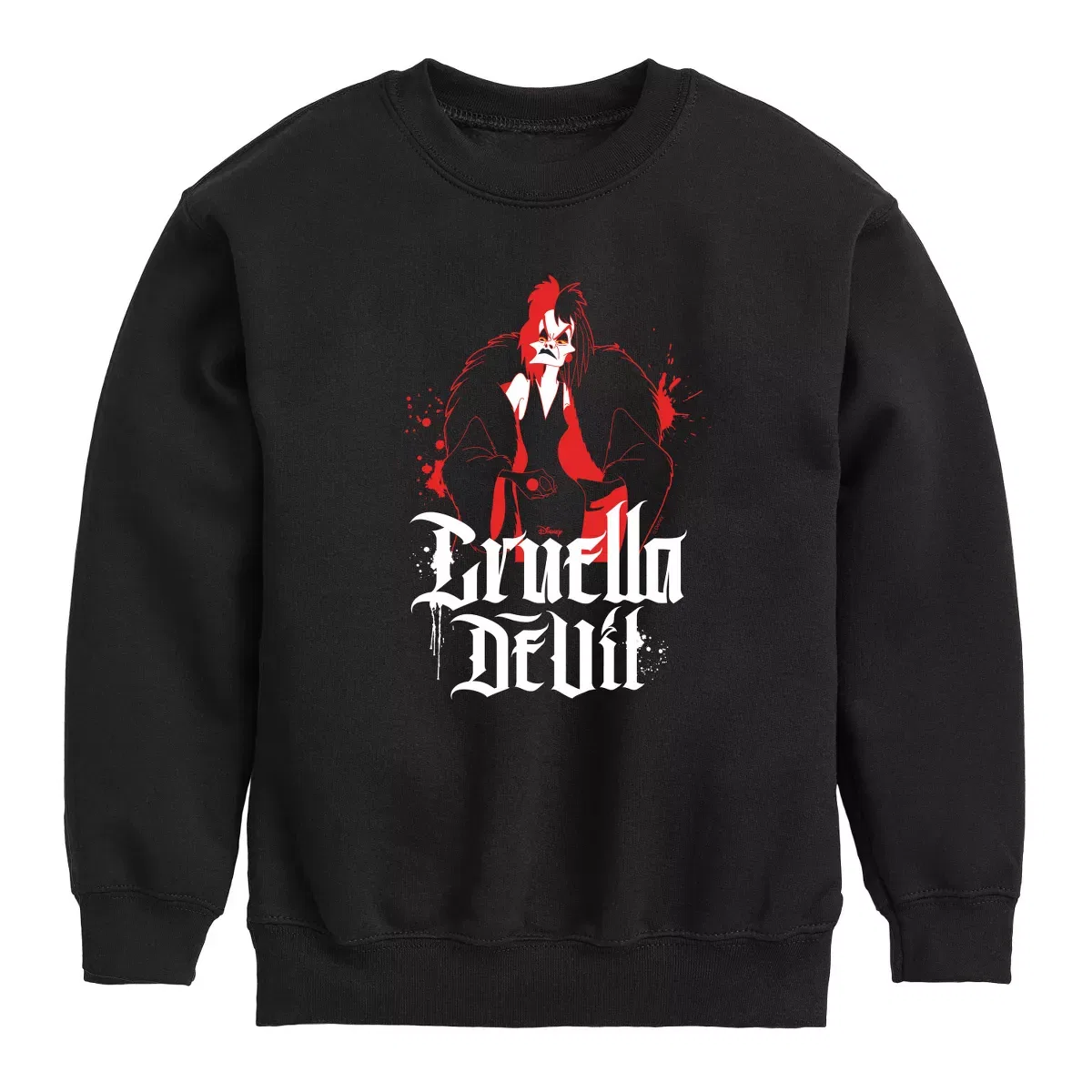 Детское худи для мальчиков с принтом Cruella Devil Spatter Disney Villains, Black