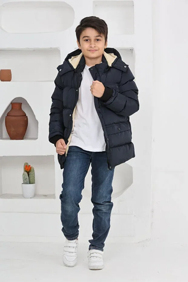 Детское зимнее пальто для девочек с капюшоном Thejojodesign, Navy Blue