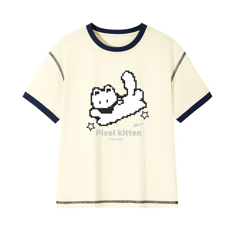 Детская футболка с коротким рукавом Pixel Cat Apricot/H WARRIOR
