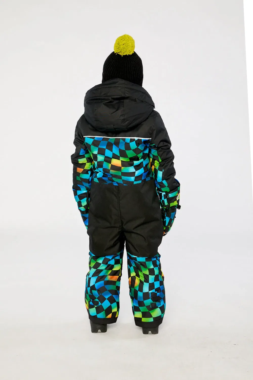 Детский комбинезон зимний с принтом Blue Checkered Print Deux par Deux, Blue Checkered Print — фото 4