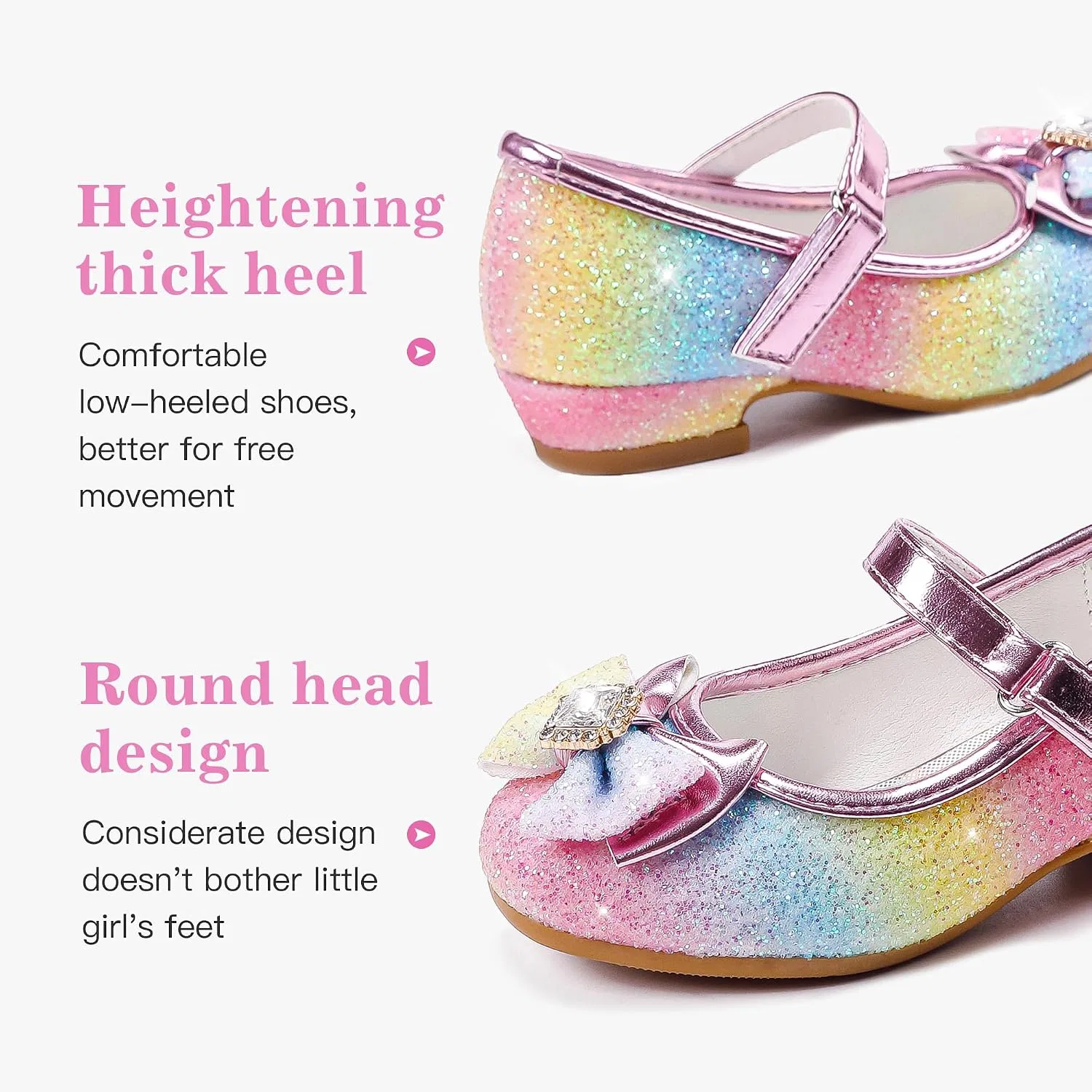 Детские туфли для девочек с блестками Princess Mary Jane Furdeour, Sequins Rainbow — фото 4