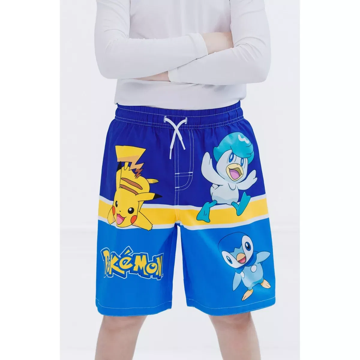 Детские плавки с принтом Pokemon Compression UPF 50+ Swim Trunks Bathing Suit Pokemon, Blue — фото 4