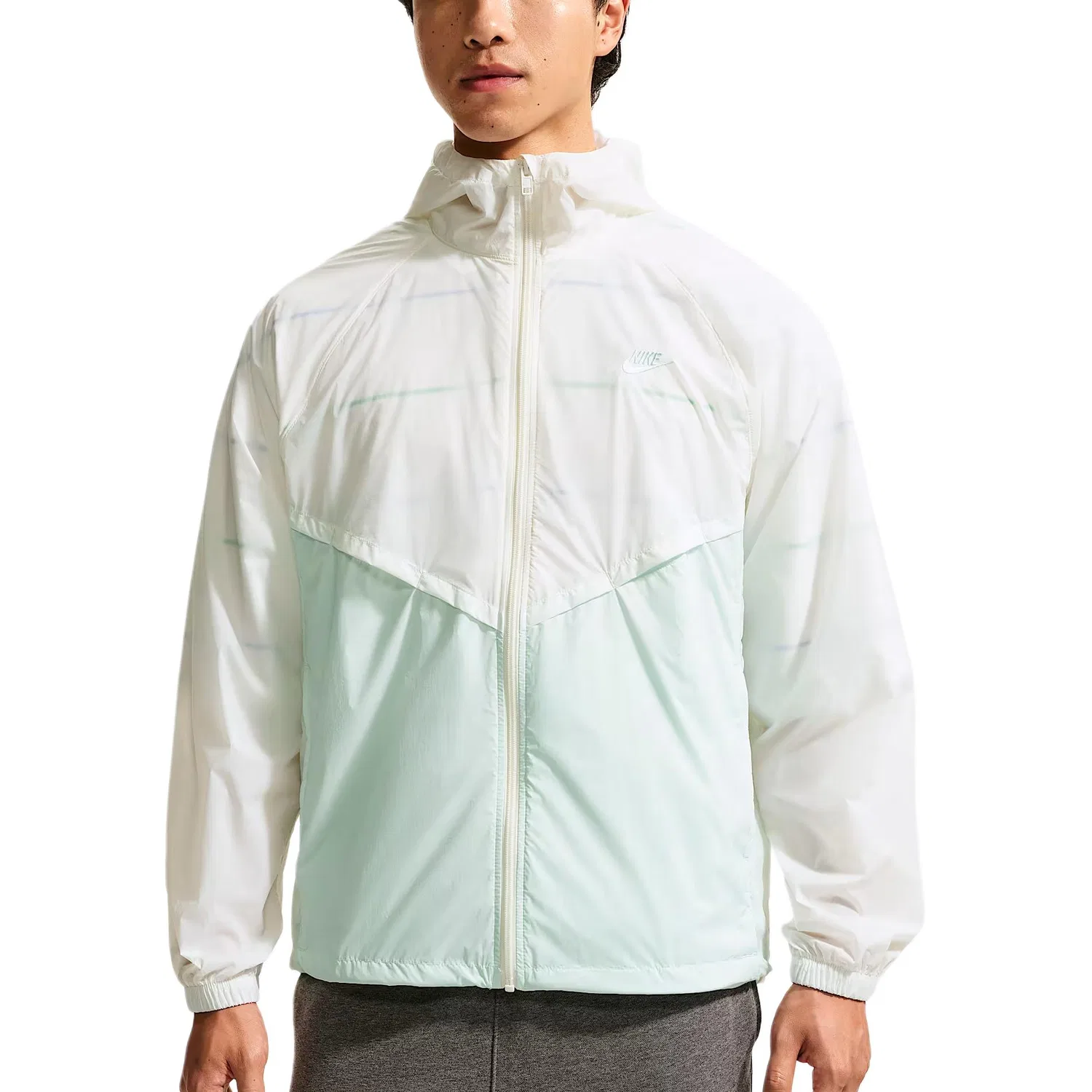 Мужская ветровка с защитой от солнца Nike WINDRUNNER, Sail White/Slight Green/Slight Green