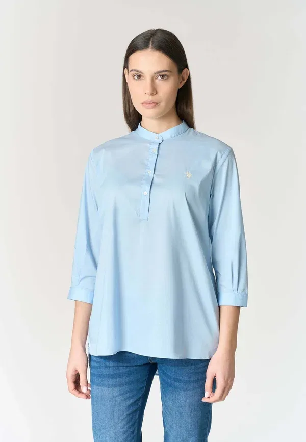 Туника хлопковая Con maniche a quarti e collo alla coreana U.S. Polo Assn., синий