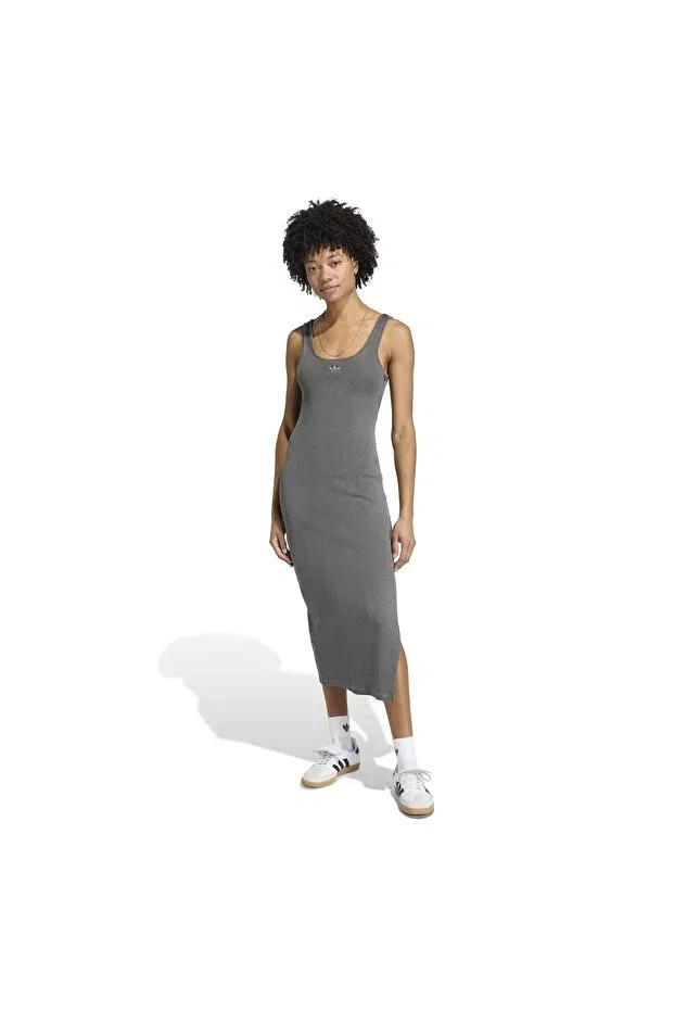 Женское платье из рибаны с длинным рукавом Adidas, Black