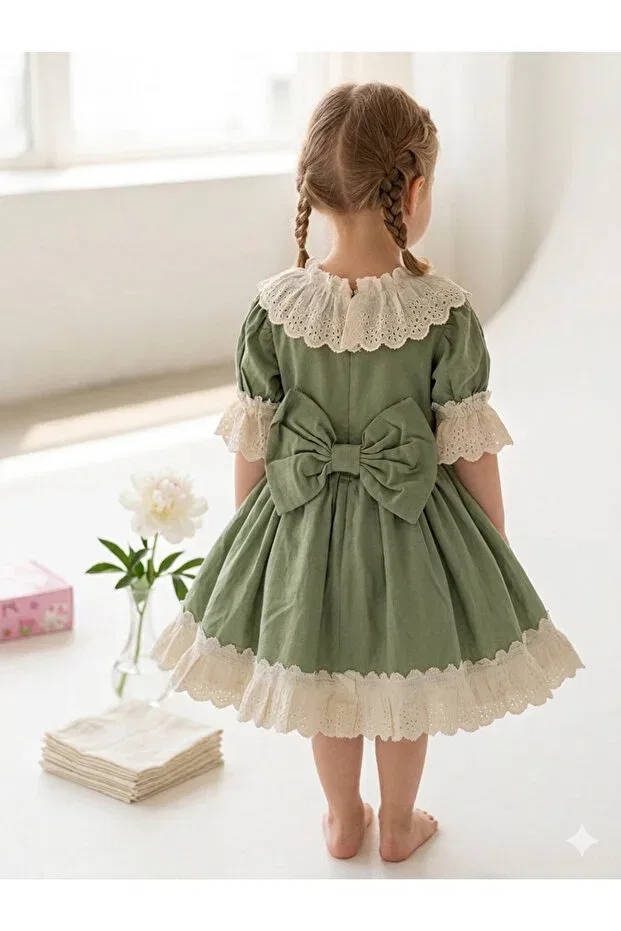 Детское платье для девочек с коротким рукавом Rüya Kids, Green — фото 2