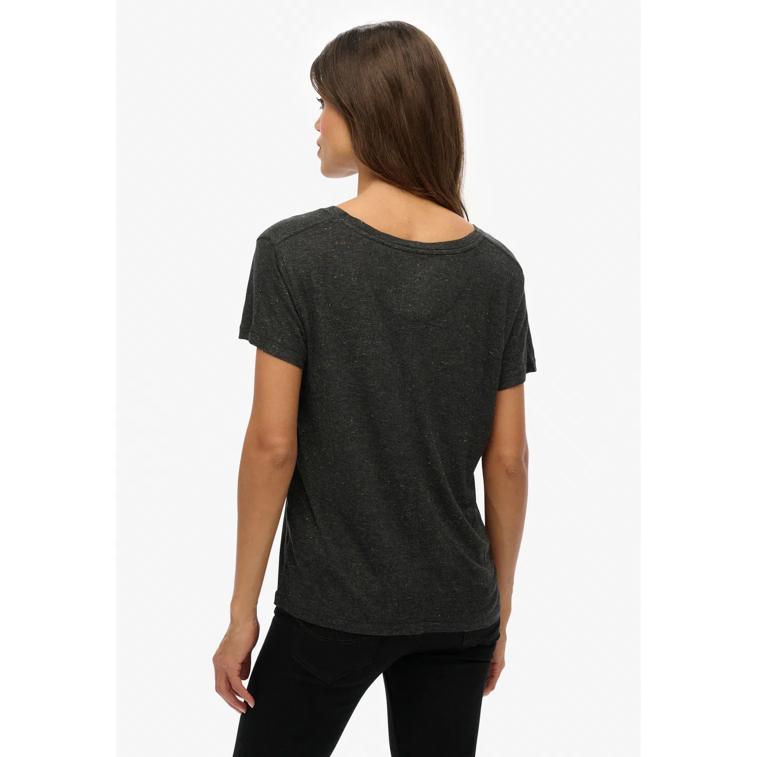 Женская футболка с V-образным вырезом Superdry, Black Metallic — фото 2