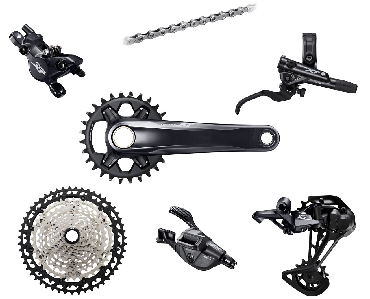 

Групсет Shimano XT M8120 Mechanical Disc Single 4-поршневой I-spec EV, 10-45, 34T, 175 мм