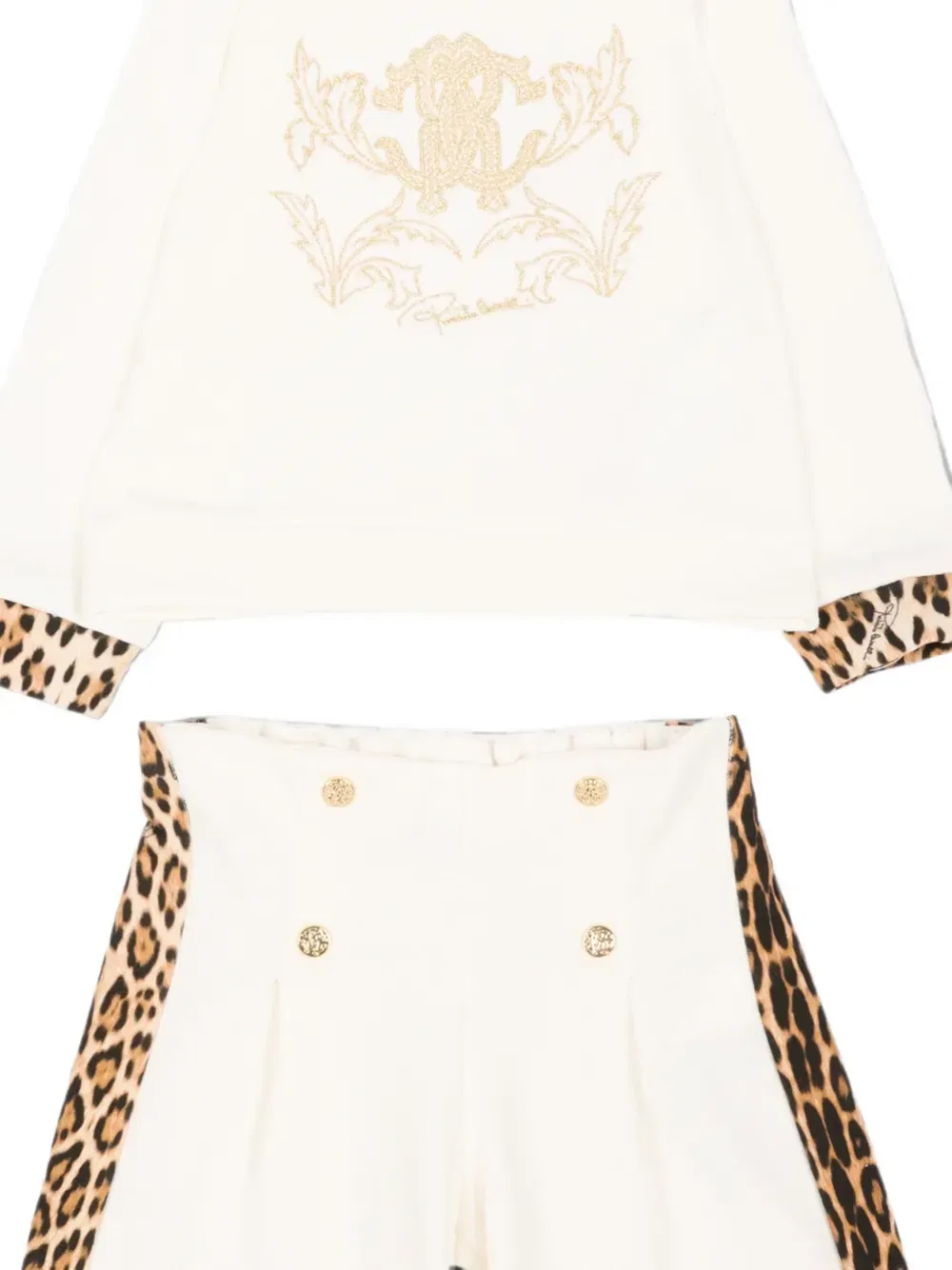 Комплект брюк с леопардовым принтом Roberto Cavalli Junior, бежевый — фото 3