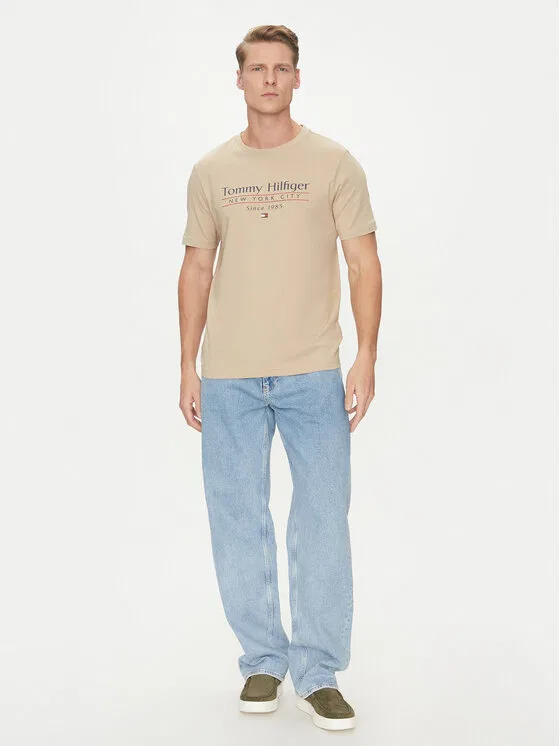 Футболка regular fit Center Stack Tommy Hilfiger, бежевый — фото 2