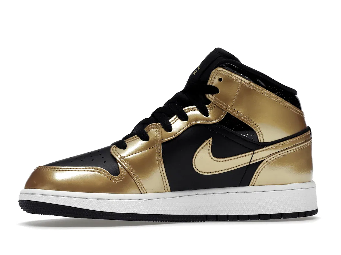 Детские кроссовки Lifestyle с принтом Jordan 1 Mid SE Jordan, Black/Metallic Gold/White — фото 3