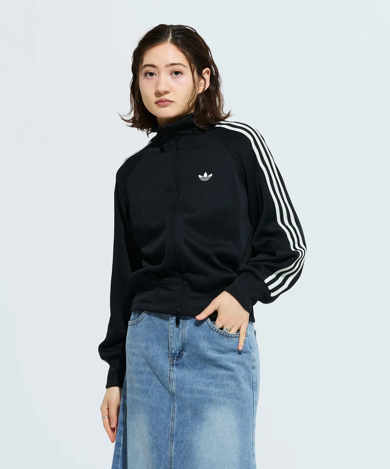 Женский джерси-топ с принтом трилистник Adidas Originals, Black — фото 4