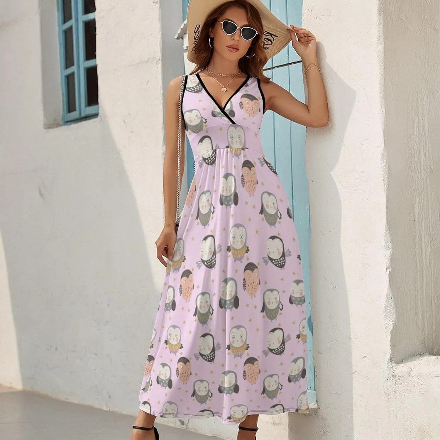 Женское повседневное платье макси V-образным вырезом Pink Lobster, Style-16 — фото 2