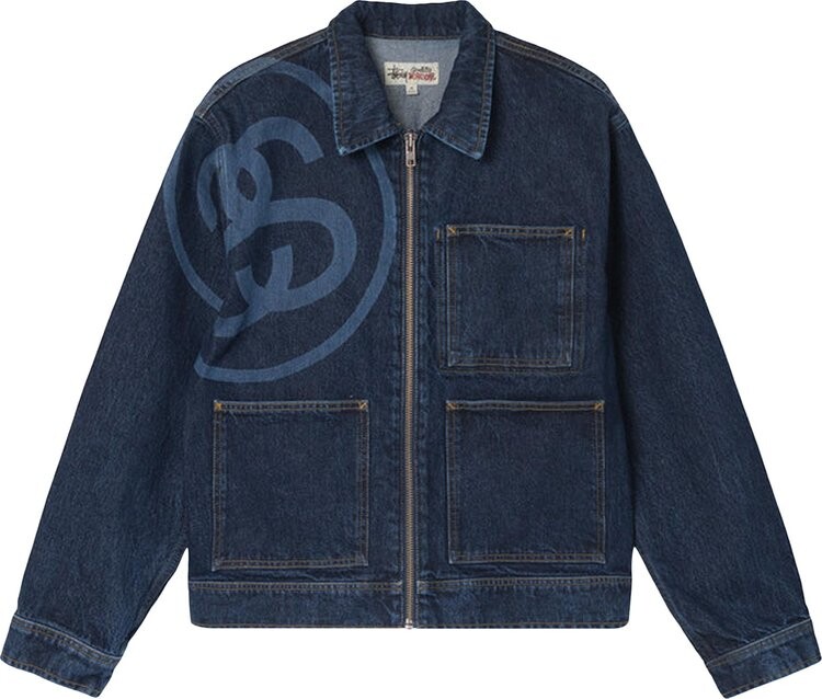 

Куртка Stussy SS-Link Zip Work Jacket 'One Wash', синий