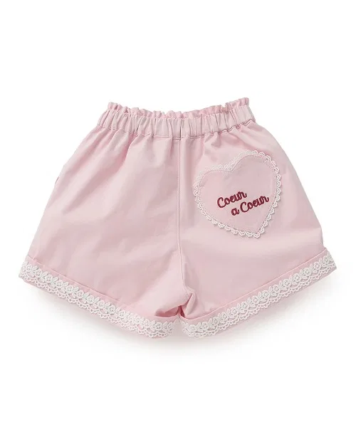 Детские шорты для девочек с вышивкой клубники, модель coeur a coeur, Pink — фото 3