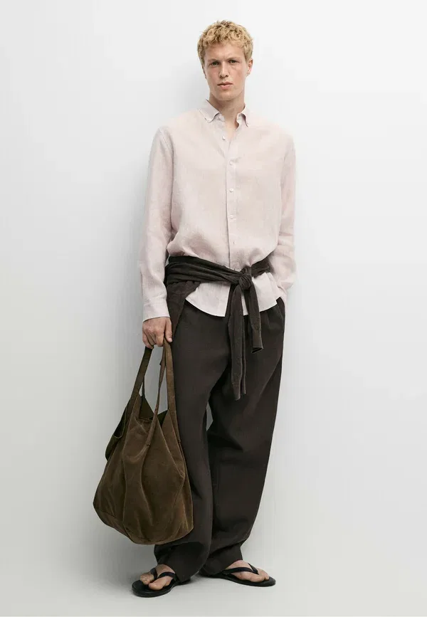 Рубашка из льна Shirt Massimo Dutti, mauve, сиреневый — фото 2