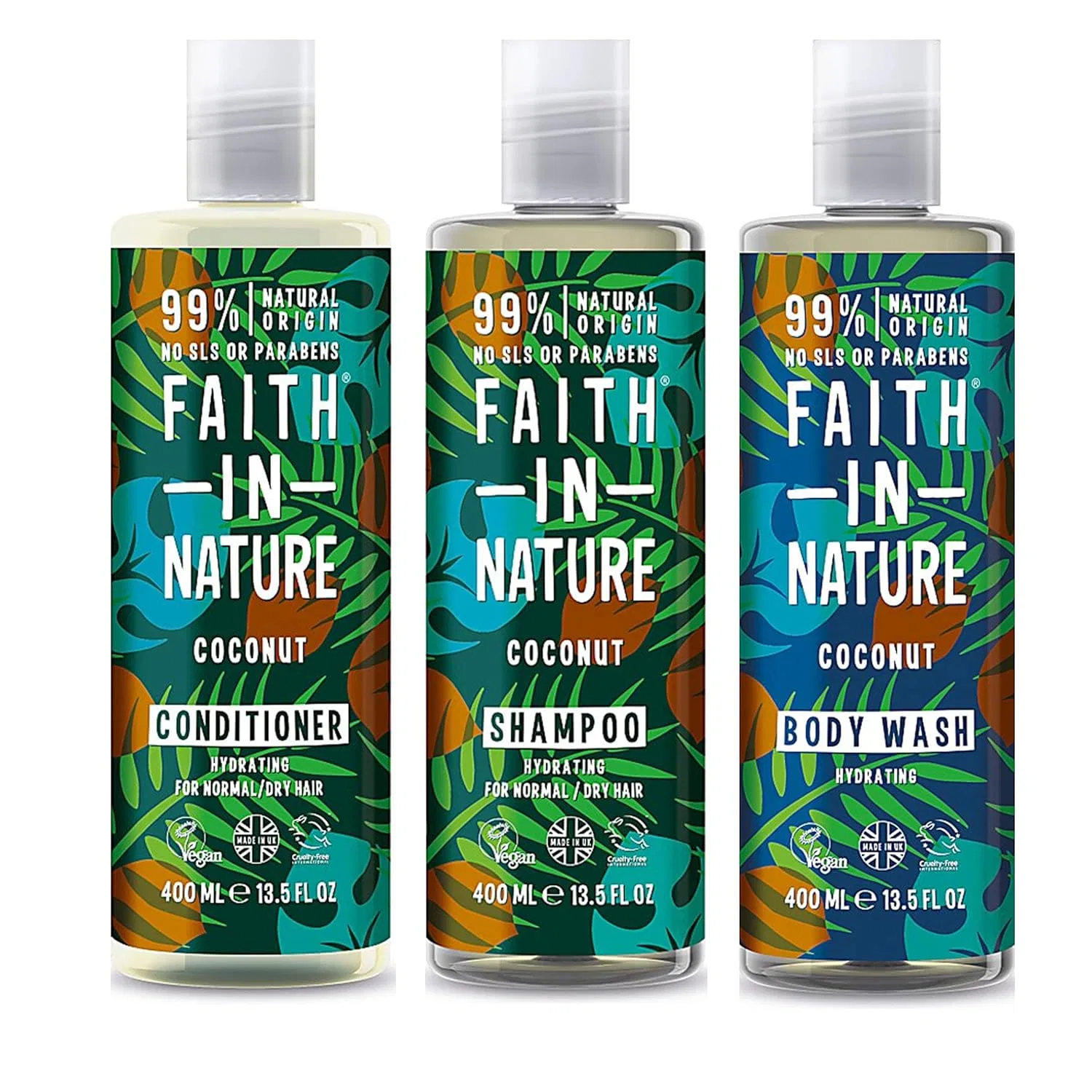 Шампунь, кондиционер и гель для душа Coconut Trio, FAITH IN NATURE, 1200 мл