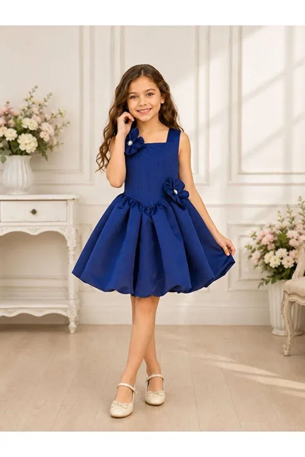 Детское платье для девочек с принтом Balloon Skirt Special Occasion Evening Dress Lunavella, Navy Blue