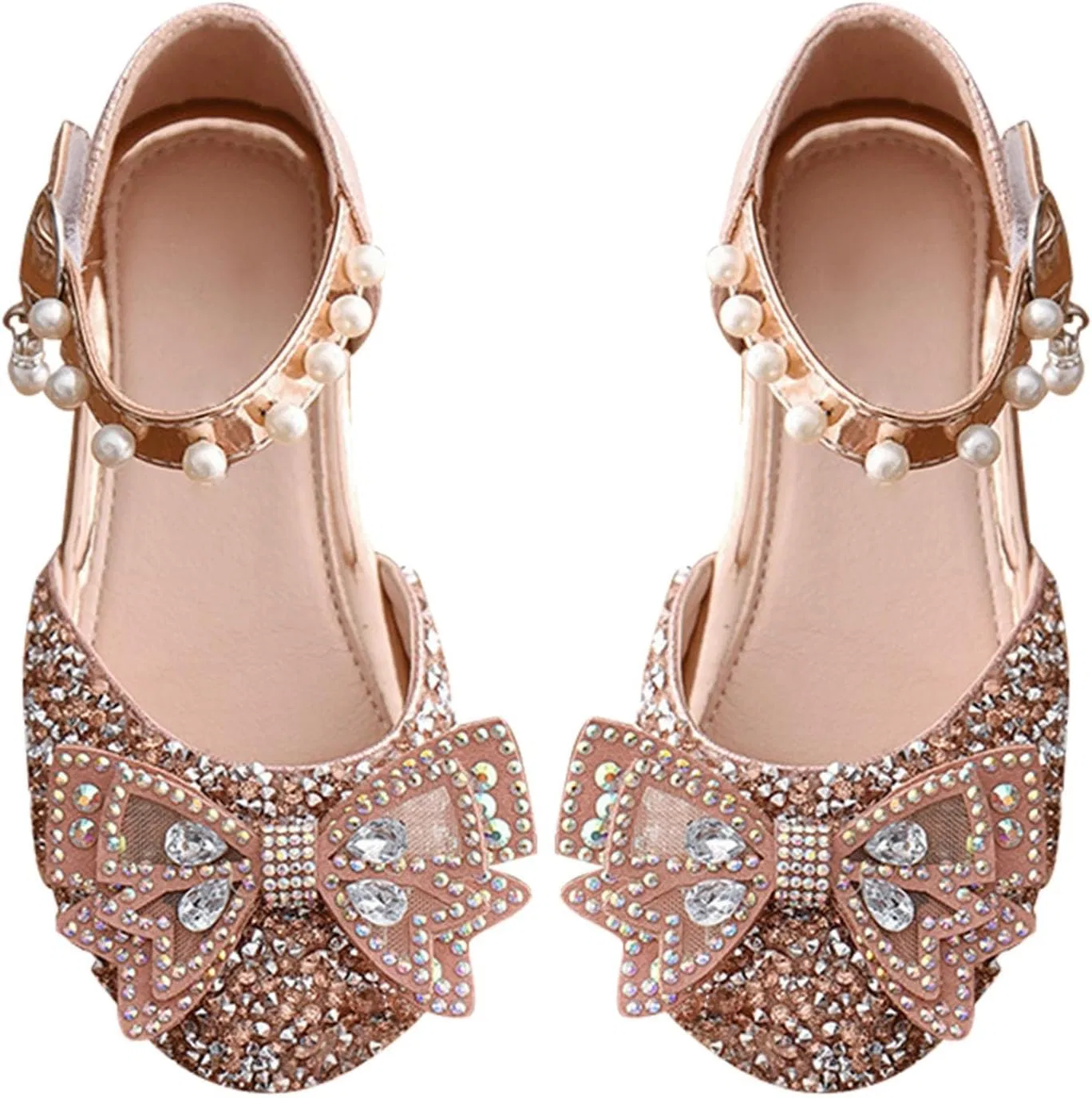 Детские туфли-балетки с блестками для девочек Mary Jane Ankle Strap Egmy, Pink