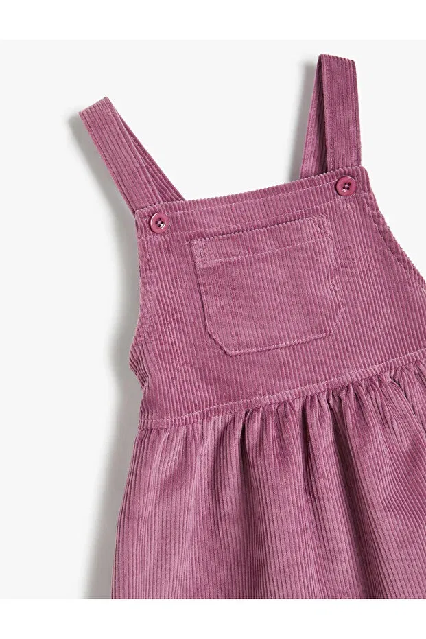 Детское платье для девочек хлопковое Corduroy dress with cotton pocket detail Koton, Purple — фото 3