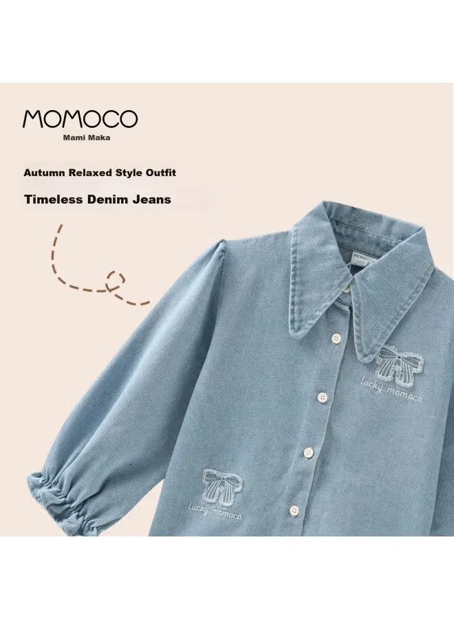 Рубашка джинсовая комфортная стильная Momoco, джинсовый синий