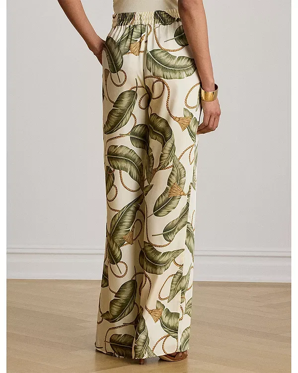 Женские широкие брюки с принтом Rope Print Twill Wide Leg Pant Ralph Lauren, White Multi — фото 3